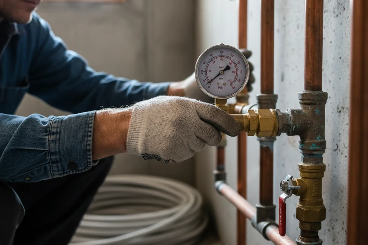 Pressure testing a repaired line during Water Line Repair in Hershey